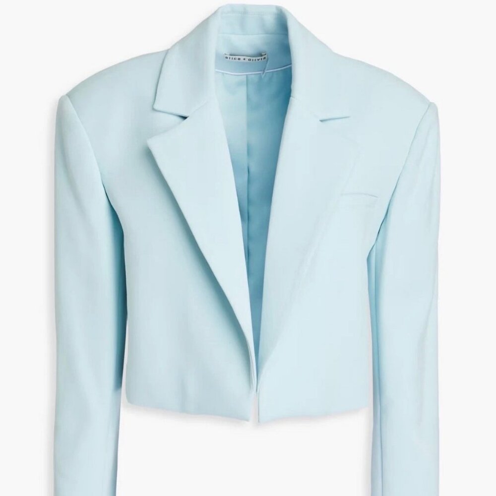 Alice + Olivia 'Julep' Blue Cropped Long Sleeve Blazer Jacket sz 4 NWT